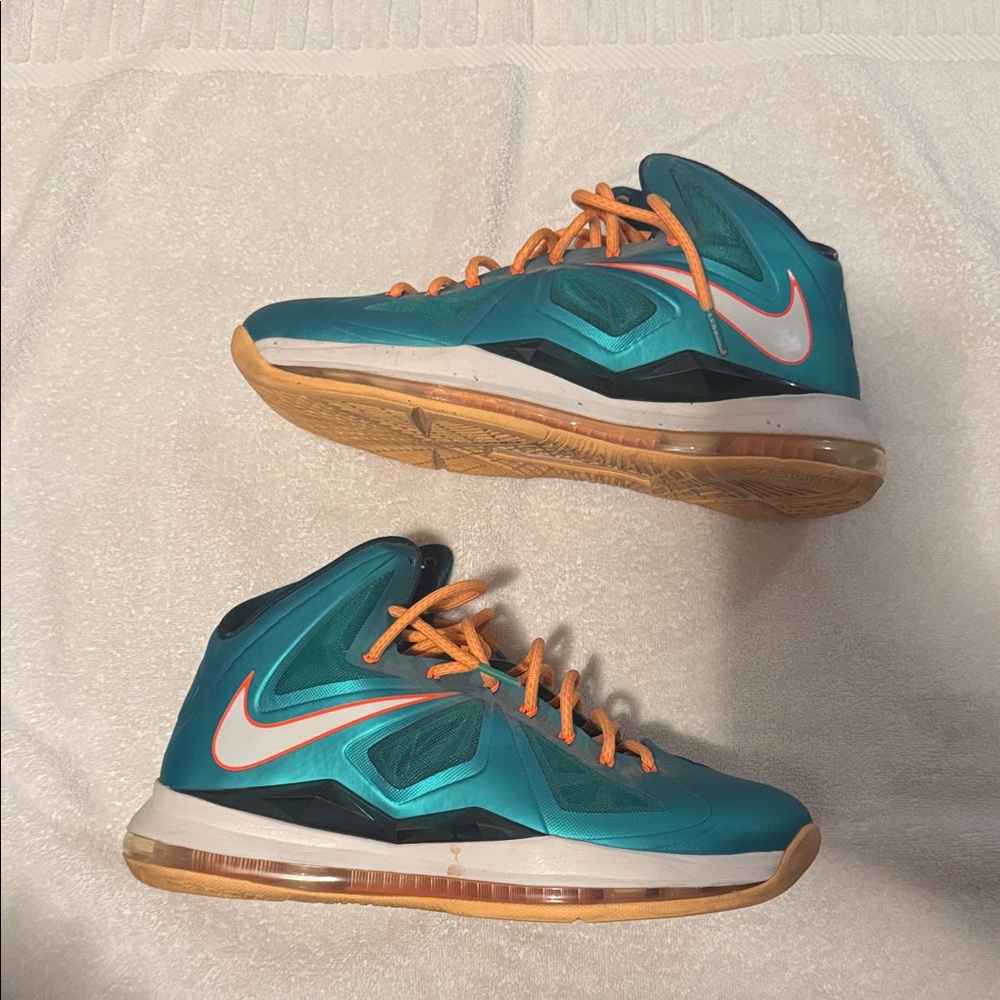Teal and Orange High-Top Sneakers